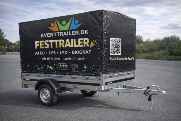 🎧 Eventtrailer AI DJ til fest – Lej festanlæg med musik, lys & QR sangønsker